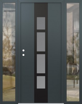 DIAMOND A10 60" X 80" ANTHRACITE/ANTHRACITE FROSTED GLASS PANEL BLACK RHI WITH 2 SIDELITES CLEAR GLASS