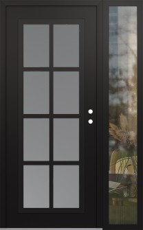 Diamond C16 48" x 80" black/white frosted Glass Panel black LHI with Sidelite clear Glass