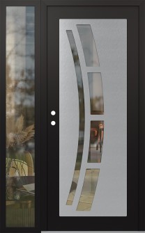 Diamond C12 48" x 80" black/black clear Glass Panel stainless steel RHI with Sidelite clear Glass