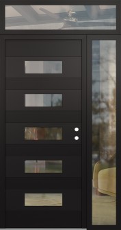 Diamond D5 50" x 96" black/black clear Glass Panel black LHI with Sidelite and Transom clear Glass