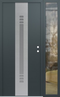 DIAMOND A5 50" X 80" ANTHRACITE/ANTHRACITE FROSTED GLASS PANEL STAINLESS STEEL LHI WITH SIDELITE CLEAR GLASS