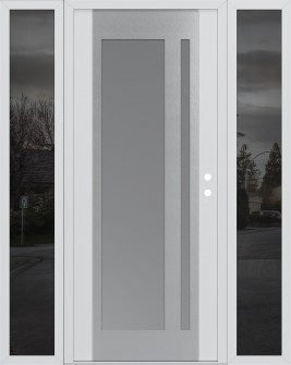Diamond C15 60" x 80" white/white frosted Glass Panel stainless steel LHI with 2 Sidelites mirrored Glass