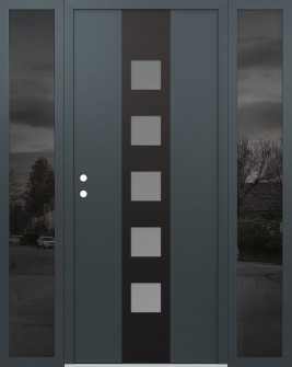 DIAMOND A13 64" X 80" ANTHRACITE/ANTHRACITE FROSTED GLASS PANEL BLACK RHI WITH 2 SIDELITES MIRRORED GLASS