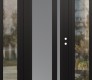 Modern Steel Front Door Diamond C15 64" x 80" black/white frosted Glass Panel black LHI with 2 Sidelites clear Glass