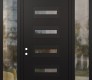 Modern Steel Front Door Diamond D4 60" x 96" black/black clear Glass Panel black RHI with 2 Sidelites and Transom clear Glass