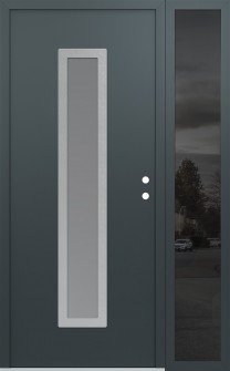 DIAMOND A11 52" X 80" ANTHRACITE/ANTHRACITE FROSTED GLASS PANEL STAINLESS STEEL LHI WITH SIDELITE MIRRORED GLASS