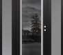 Modern Steel Front Door Diamond C1 64" x 80" black/black mirrored Glass Panel stainless steel LHI with 2 Sidelites frosted Glass