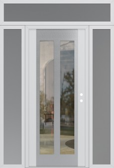 Diamond C14 64" x 96" white/white clear Glass Panel stainless steel LHI with 2 Sidelites and Transom frosted Glass