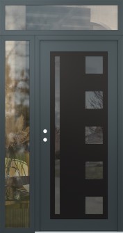 Diamond C3 52" x 96" anthracite/anthracite mirrored Glass Panel black RHI with Sidelite and Transom clear Glass