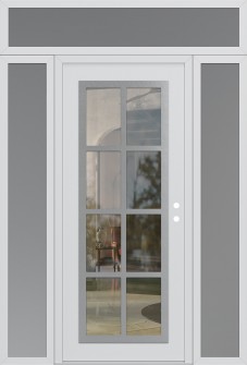 Diamond C16 68" x 96" white/white clear Glass Panel stainless steel LHI with 2 Sidelites and Transom frosted Glass