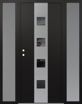 DIAMOND A12 64" X 80" BLACK/BLACK MIRRORED GLASS PANEL STAINLESS STEEL RHI WITH 2 SIDELITES FROSTED GLASS