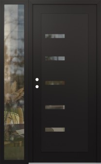 Diamond C8 52" x 80" black/black clear Glass Panel black RHI with Sidelite clear Glass