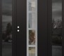 Modern Steel Front Door DIAMOND A10 60" X 80" BLACK/BLACK CLEAR GLASS PANEL STAINLESS STEEL RHI WITH 2 SIDELITES MIRRORED GLASS