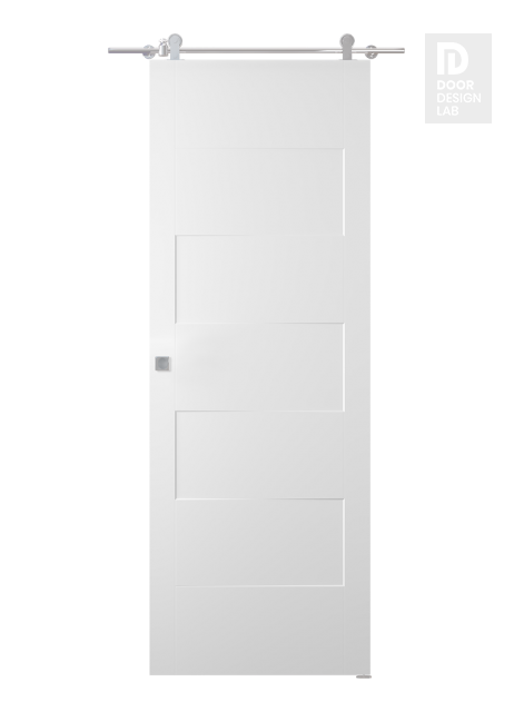 5 Panel Modern Shaker Snow White Modern Interior Barn Door by Belldinni