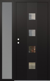 DIAMOND A12 52" X 80" BLACK/BLACK CLEAR GLASS PANEL BLACK RHI WITH SIDELITE FROSTED GLASS