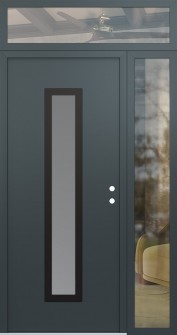 DIAMOND A11 52" X 96" ANTHRACITE/ANTHRACITE FROSTED GLASS PANEL BLACK LHI WITH SIDELITE AND TRANSOM CLEAR GLASS