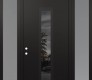 Modern Steel Front Door DIAMOND A11 68" X 96" BLACK/BLACK MIRRORED GLASS PANEL BLACK RHI WITH 2 SIDELITES AND TRANSOM FROSTED GLASS