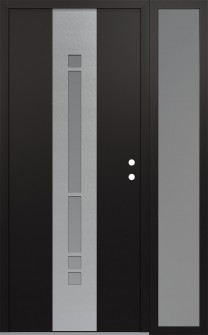 DIAMOND A3 48" X 80" BLACK/WHITE FROSTED GLASS PANEL STAINLESS STEEL LHI WITH SIDELITE FROSTED GLASS