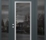 Modern Steel Front Door Diamond C1 60" x 96" anthracite/anthracite mirrored Glass Panel stainless steel RHI with 2 Sidelites and Transom mirrored Glass
