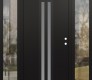 Modern Steel Front Door DIAMOND A8 64" X 80" BLACK/WHITE FROSTED GLASS PANEL BLACK LHI WITH 2 SIDELITES CLEAR GLASS