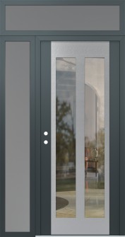 Diamond C14 52" x 96" anthracite/anthracite clear Glass Panel stainless steel RHI with Sidelite and Transom frosted Glass