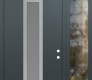 Modern Steel Front Door DIAMOND A11 48" X 96" ANTHRACITE/ANTHRACITE FROSTED GLASS PANEL STAINLESS STEEL LHI WITH SIDELITE AND TRANSOM CLEAR GLASS