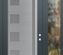 Modern Steel Front Door Diamond C3 48" x 96" anthracite/anthracite frosted Glass Panel stainless steel LHI with Sidelite and Transom clear Glass