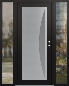 Diamond C13 60" x 80" black/white frosted Glass Panel stainless steel LHI with 2 Sidelites clear Glass