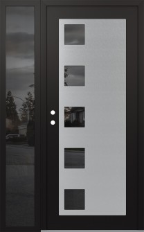 Diamond C5 48" x 80" black/black mirrored Glass Panel stainless steel RHI with Sidelite mirrored Glass