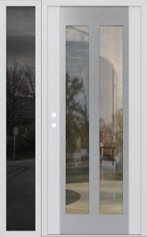 Diamond C14 48" x 80" white/white clear Glass Panel stainless steel RHI with Sidelite mirrored Glass
