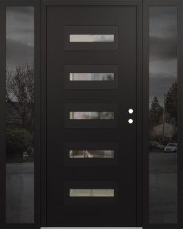 Diamond D4 64" x 80" black/black clear Glass Panel black LHI with 2 Sidelites mirrored Glass