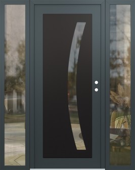 Diamond C4 64" x 80" anthracite/anthracite clear Glass Panel black LHI with 2 Sidelites clear Glass