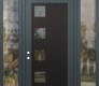 Modern Steel Front Door Diamond C5 64" x 96" anthracite/anthracite clear Glass Panel black RHI with 2 Sidelites and Transom clear Glass