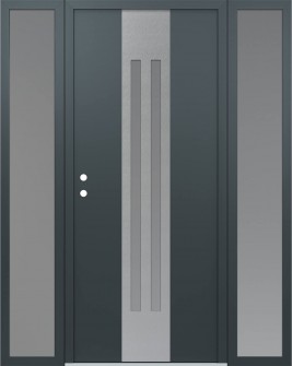 DIAMOND A8 68" X 80" ANTHRACITE/ANTHRACITE FROSTED GLASS PANEL STAINLESS STEEL RHI WITH 2 SIDELITES FROSTED GLASS