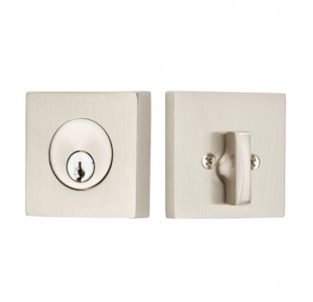 EMTEK SQUARE DEADBOLT DOUBLE CYLINDER 8369 SATIN NICKEL US15