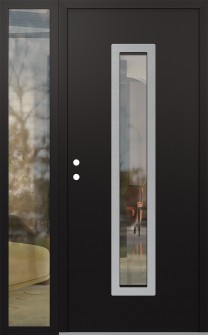 DIAMOND A11 52" X 80" BLACK/BLACK CLEAR GLASS PANEL STAINLESS STEEL RHI WITH SIDELITE CLEAR GLASS