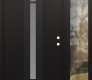Modern Steel Front Door DIAMOND A5 52" X 80" BLACK/WHITE FROSTED GLASS PANEL BLACK LHI WITH SIDELITE CLEAR GLASS