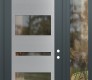 Modern Steel Front Door Diamond C10 52" x 96" anthracite/anthracite clear Glass Panel stainless steel LHI with Sidelite and Transom clear Glass