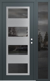 Diamond C2 48" x 80" anthracite/anthracite mirrored Glass Panel stainless steel LHI with Sidelite mirrored Glass