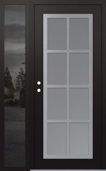 Diamond C16 50" x 80" black/white frosted Glass Panel stainless steel RHI with Sidelite mirrored Glass