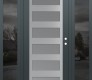 Modern Steel Front Door Diamond C9 60" x 80" anthracite/anthracite frosted Glass Panel stainless steel LHI with 2 Sidelites mirrored Glass