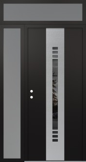 DIAMOND A5 50" X 96" BLACK/BLACK MIRRORED GLASS PANEL STAINLESS STEEL RHI WITH SIDELITE AND TRANSOM FROSTED GLASS