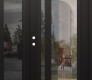 Modern Steel Front Door Diamond C15 50" x 80" black/black clear Glass Panel black RHI with Sidelite mirrored Glass
