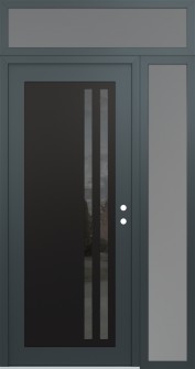 Diamond C6 52" x 96" anthracite/anthracite mirrored Glass Panel black LHI with Sidelite and Transom frosted Glass