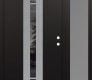 Modern Steel Front Door DIAMOND A4 48" X 80" BLACK/BLACK MIRRORED GLASS PANEL STAINLESS STEEL LHI WITH SIDELITE FROSTED GLASS