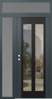 Diamond C14 52" x 96" anthracite/anthracite clear Glass Panel black RHI with Sidelite and Transom frosted Glass