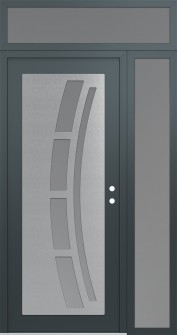 Diamond C12 48" x 96" anthracite/anthracite frosted Glass Panel stainless steel LHI with Sidelite and Transom frosted Glass