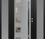 Modern Steel Front Door Diamond C3 64" x 80" black/black clear Glass Panel stainless steel LHI with 2 Sidelites frosted Glass