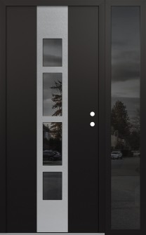 DIAMOND A10 50" X 80" BLACK/BLACK MIRRORED GLASS PANEL STAINLESS STEEL LHI WITH SIDELITE MIRRORED GLASS