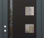 Modern Steel Front Door Diamond C3 36" x 96" anthracite/anthracite clear Glass Panel black RHI with Transom frosted Glass